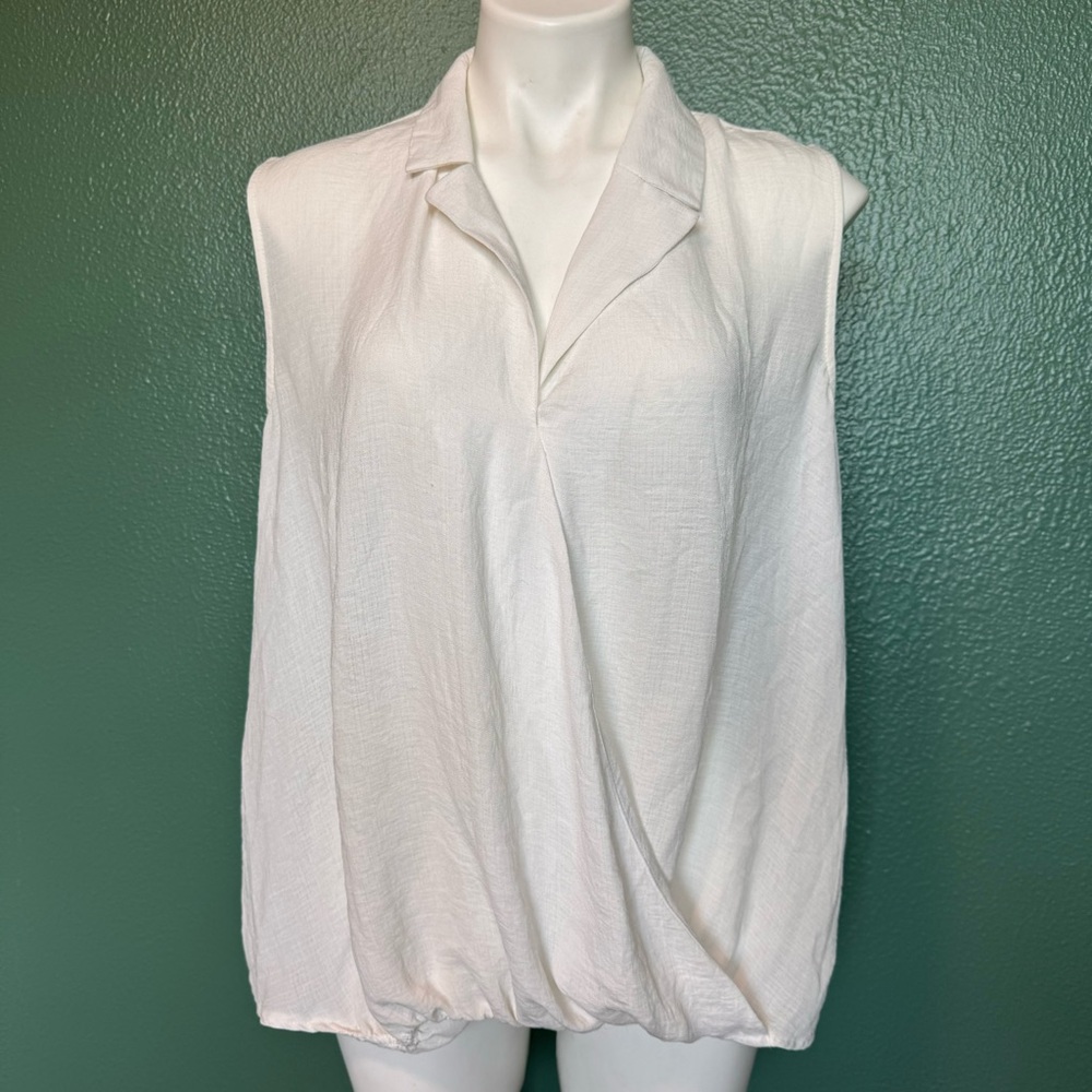 Primark White Sleeveless Collared Top Business Casual Work Shirt